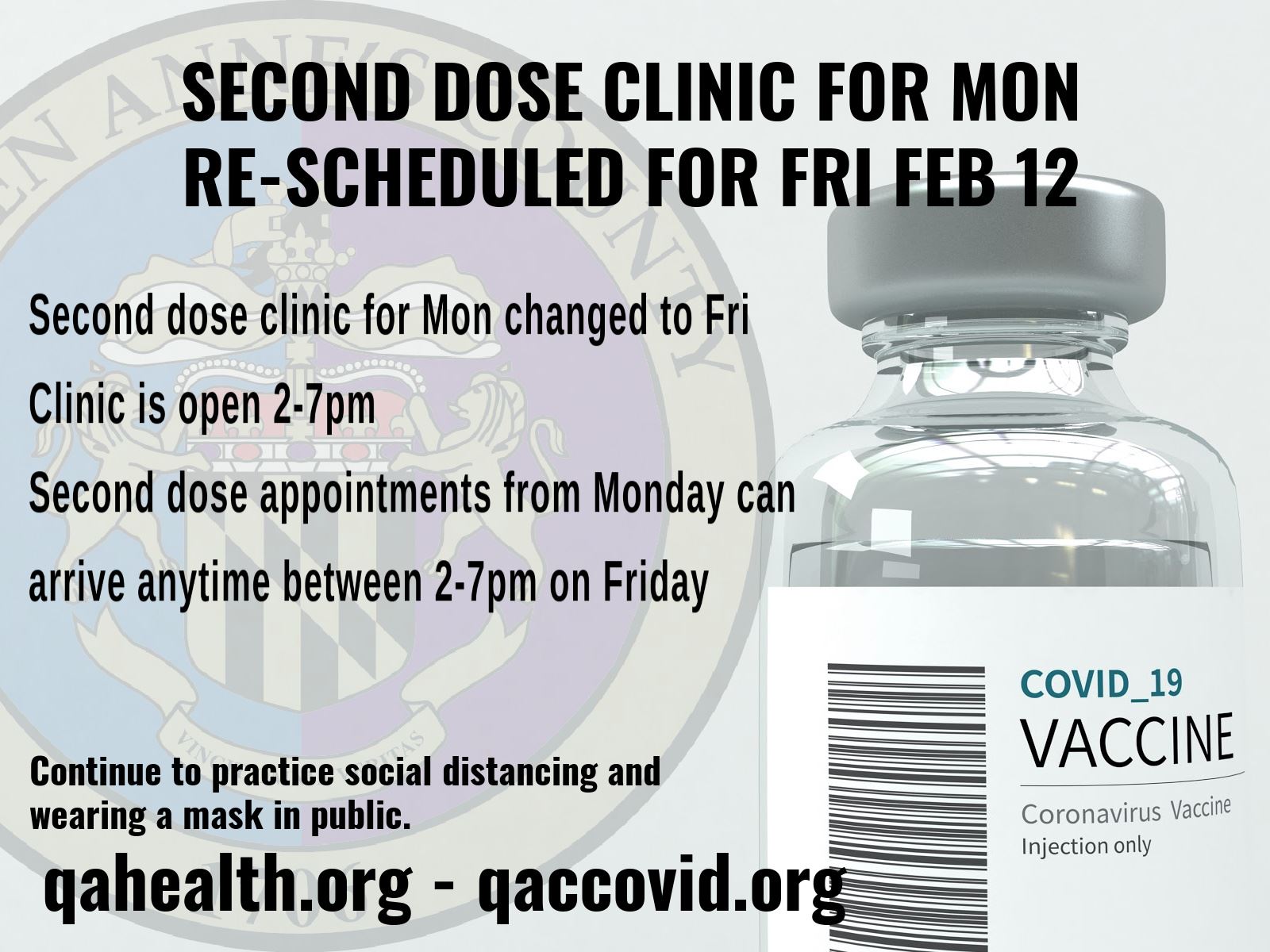 second dose clinic ireschedule