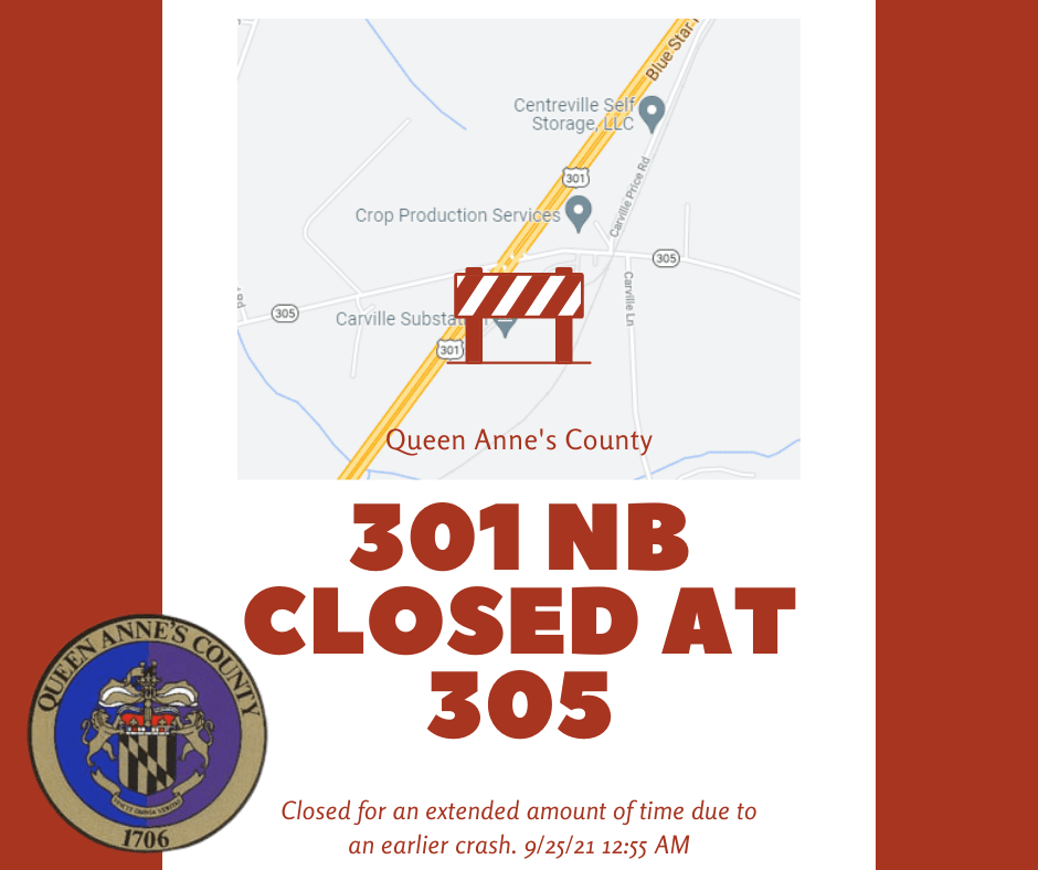 301 NB closed at 305 (1)