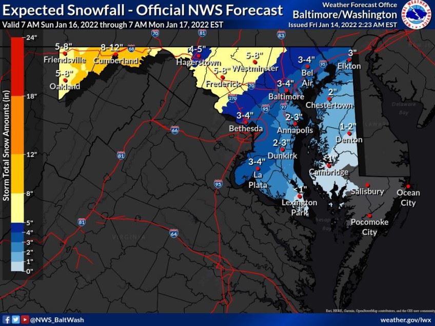 NWS Expected Snowfall Totals