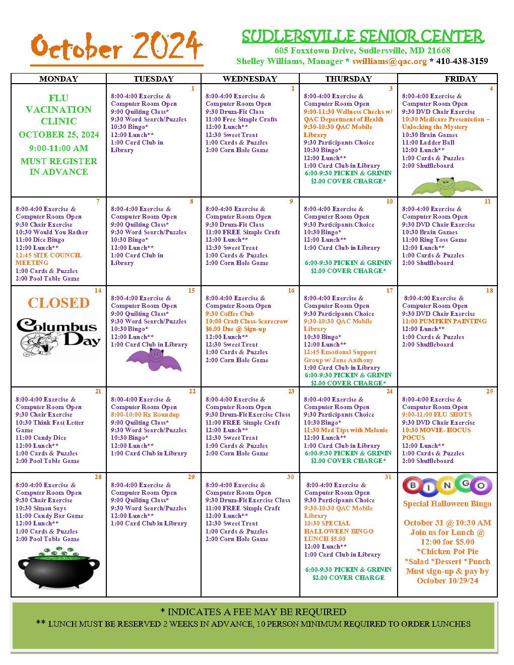 October 2024 Sudlersville Calendar